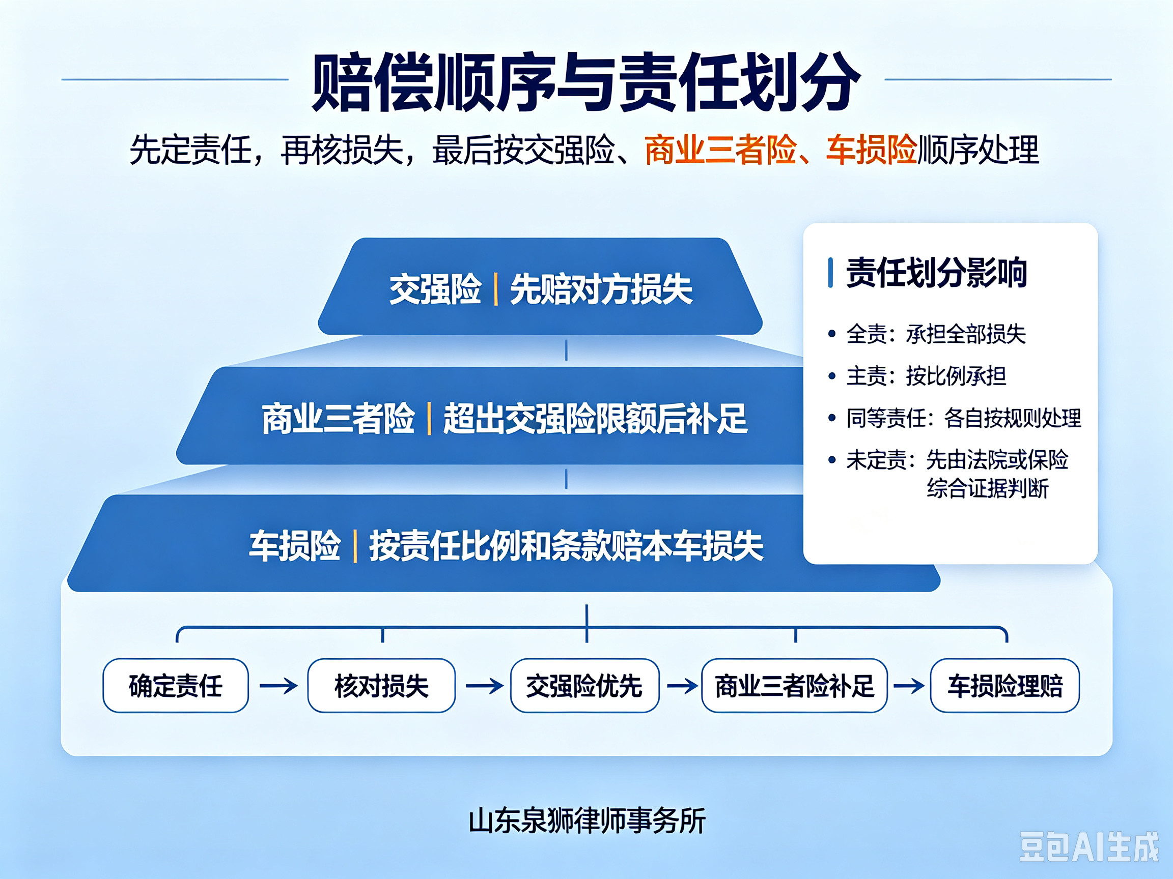 交强险商业险车损险赔偿顺序示意图